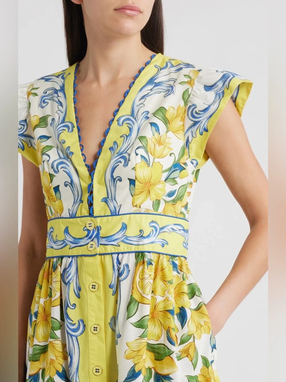 FARM Rio Sicily Scarf Print Cotton Maxi Dress, Size S, NWT 🇧🇷 - Picture 4 of 16